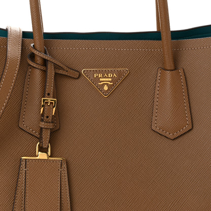Prada Saffiano Cuir Large Double Bag Cannella Turchese 7 of 9