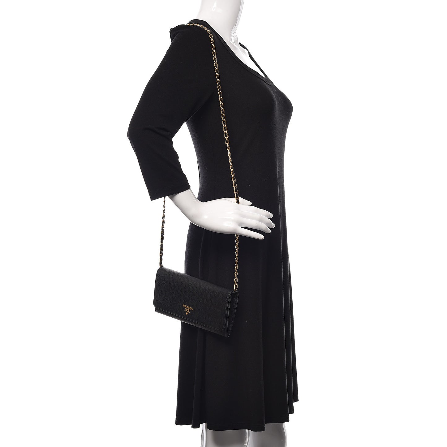 Vitello Move Metal Oro Chain Wallet Black