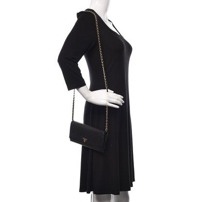 Prada Vitello Move Metal Oro Chain Wallet Black 2 of 9
