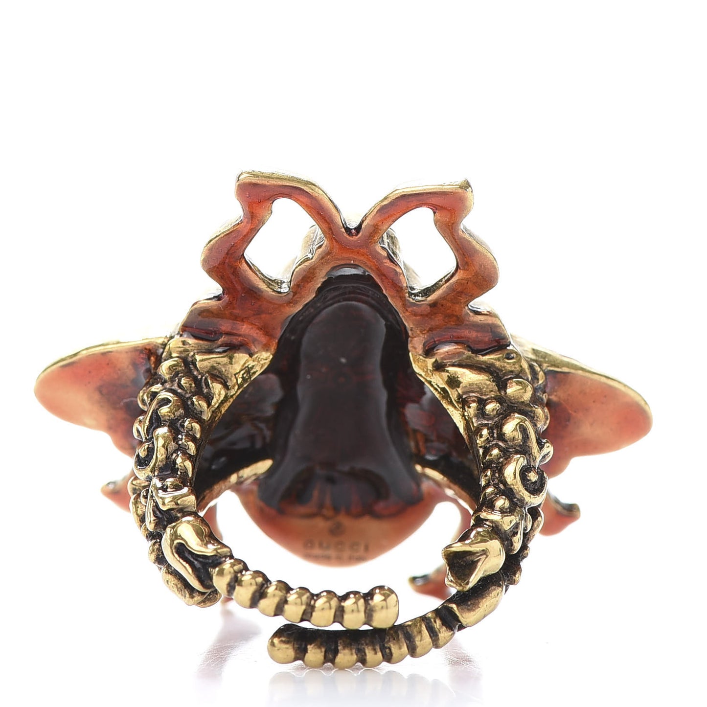 Metal Enamel Bee Ring 6.5 Aged Gold