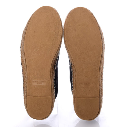 Saint Laurent Canvas Nappa Elba Light Logo Embroidered Espadrilles 38 Black 5 of 9
