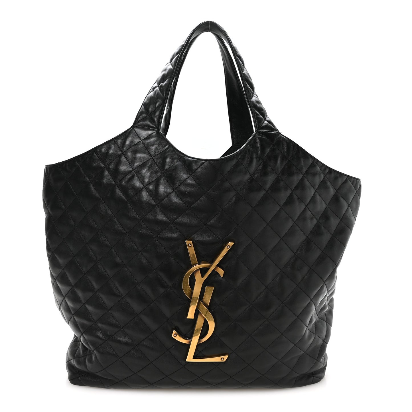 Lambskin Quilted Maxi Icare Shopping Tote Black