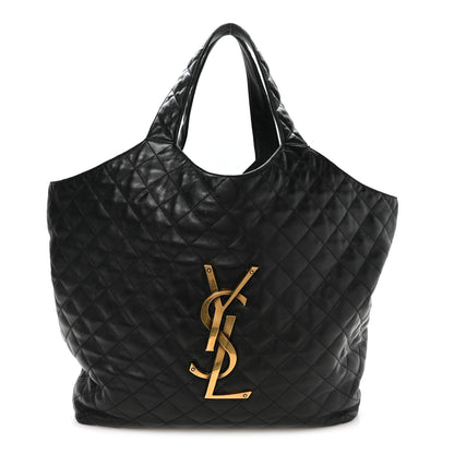 Saint Laurent Lambskin Quilted Maxi Icare Shopping Tote Black 1 of 9