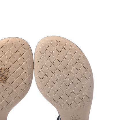 Chanel Lambskin Chain CC Logo Thong Sandals 38.5 Navy 9 of 10