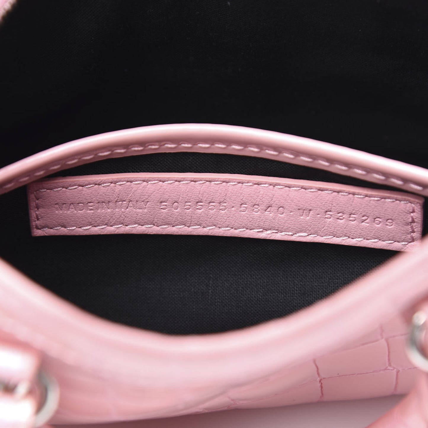 Patent Crocodile Embossed Classic Silver Hardware Nano City Light Pink