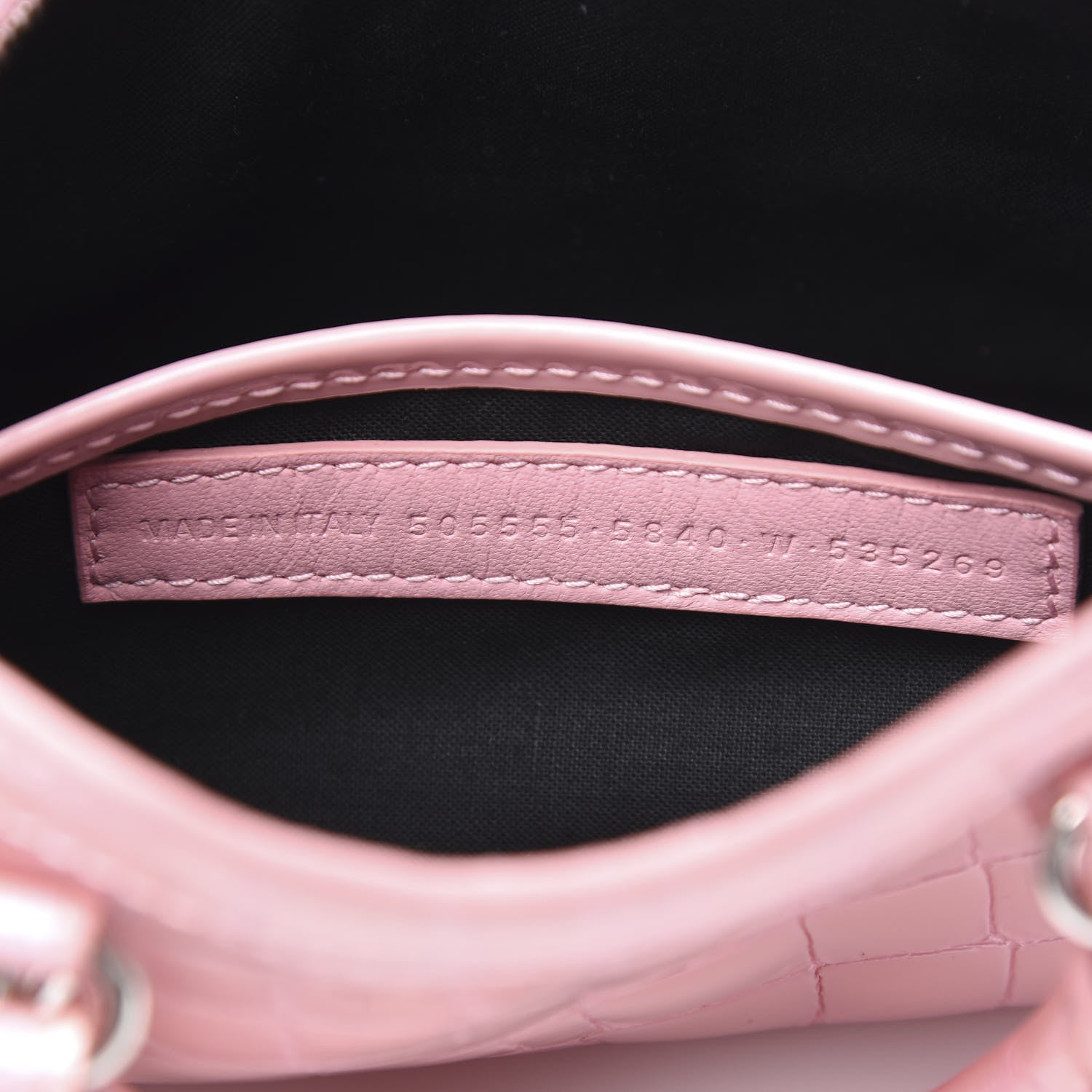 Balenciaga Patent Crocodile Embossed Classic Silver Hardware Nano City Light Pink 7 of 10
