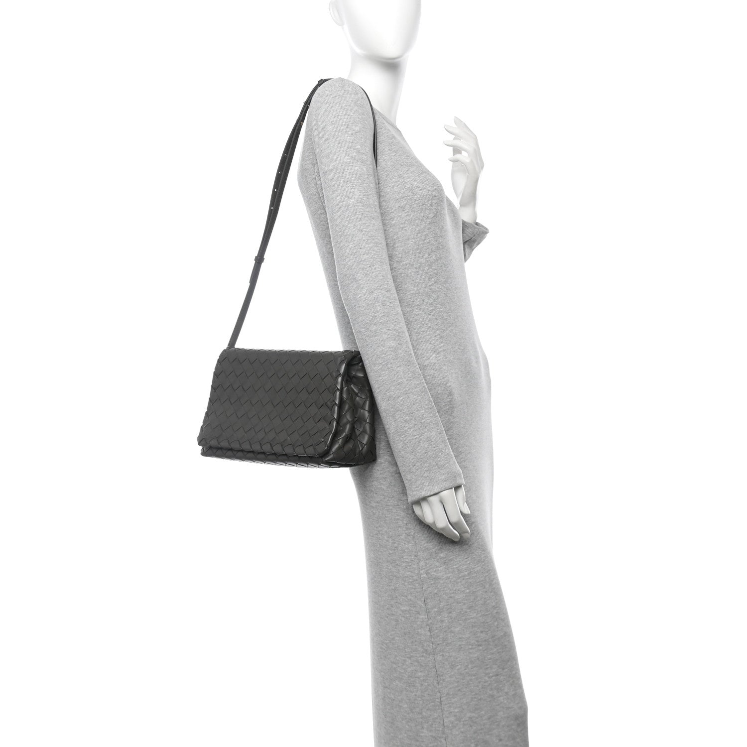 Bottega Veneta Nappa Intrecciato Crossbody Messenger Flap Light Grey 2 of 16