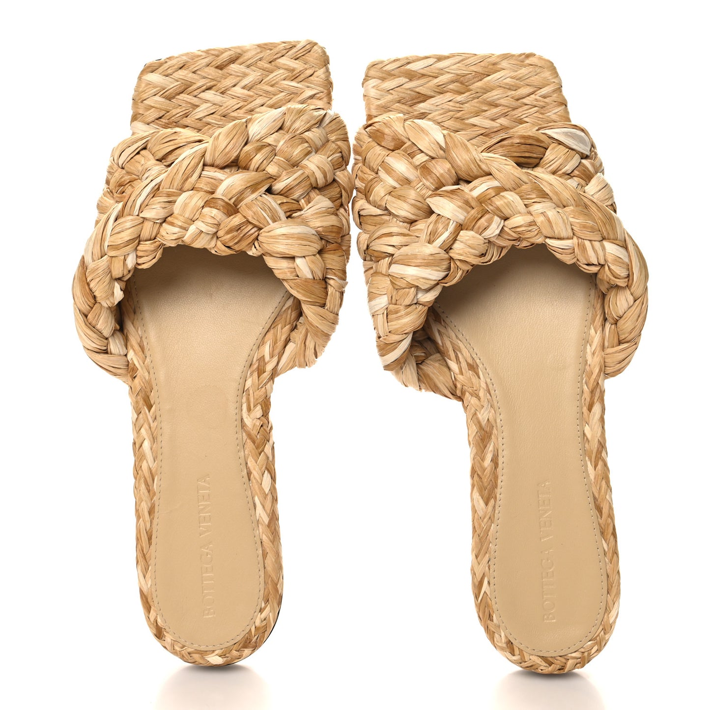 Raffia Twisted Intrecciato Stretch Flat Sandals 37.5 Macadamia