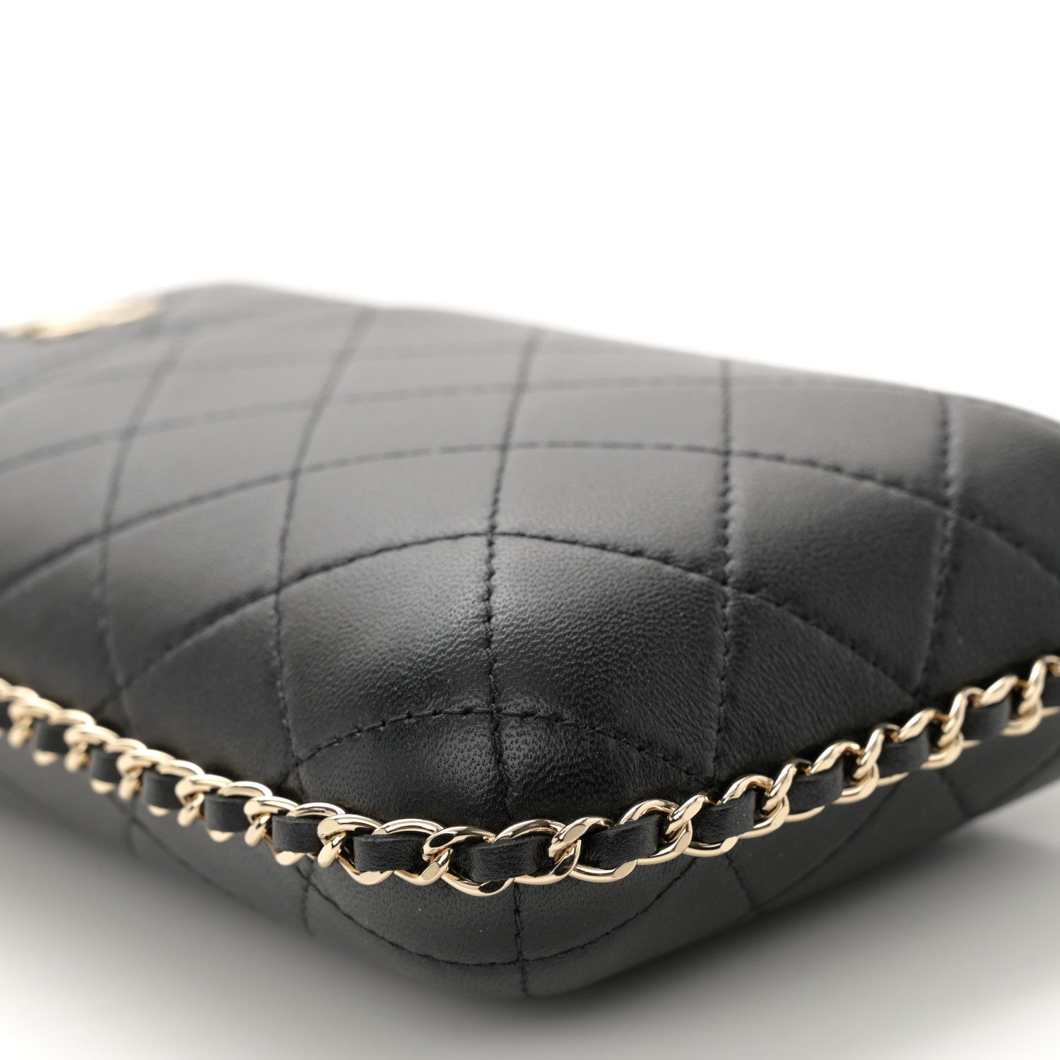 Chanel Lambskin Quilted Chain Around Phone Holder Black 9 of 11