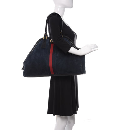 Gucci Suede Patent Ophidia Large Re(Belle) Top Handle Bag Blue Black 2 of 16