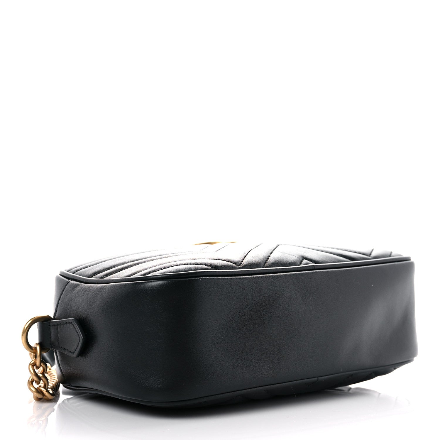 Gucci Calfskin Matelasse Small GG Marmont Chain Shoulder Bag Black 4 of 10
