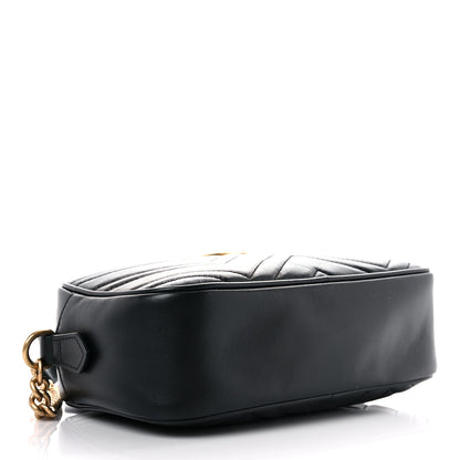 Gucci Calfskin Matelasse Small GG Marmont Chain Shoulder Bag Black 4 of 10