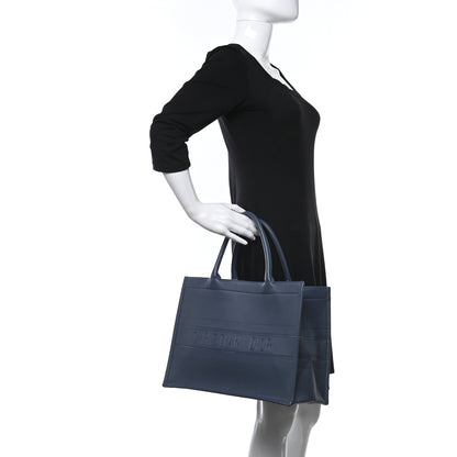 Christian Dior Calfskin Embossed Medium Book Tote Blue 2 of 10