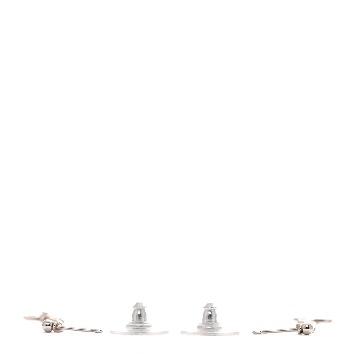 Metal CC Chain Drop Earrings Silver