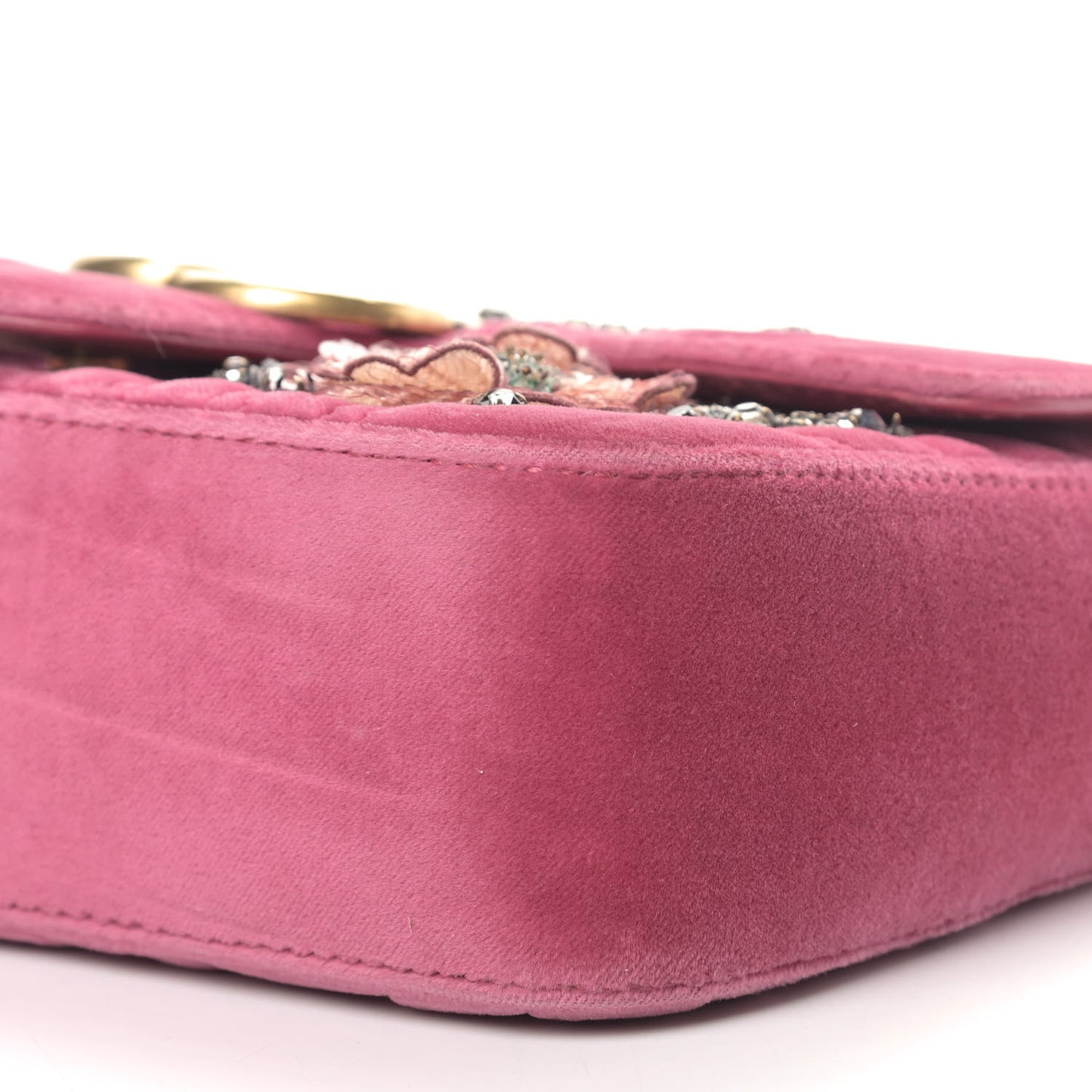 Velvet Matelasse Embroidered Mini GG Marmont Shoulder Bag Light Raspberry Rose
