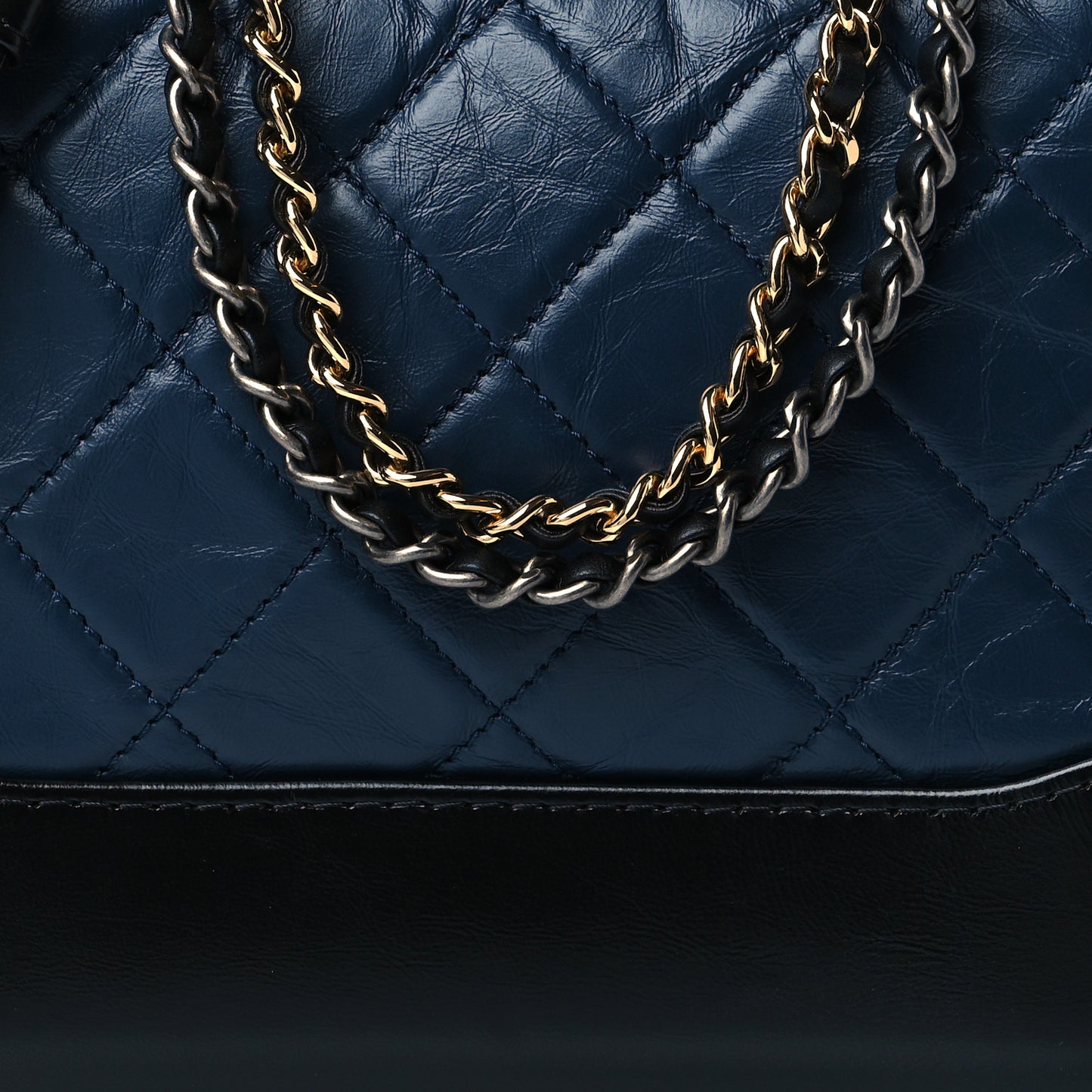 Aged Calfskin Quilted Small Gabrielle Hobo Navy Black