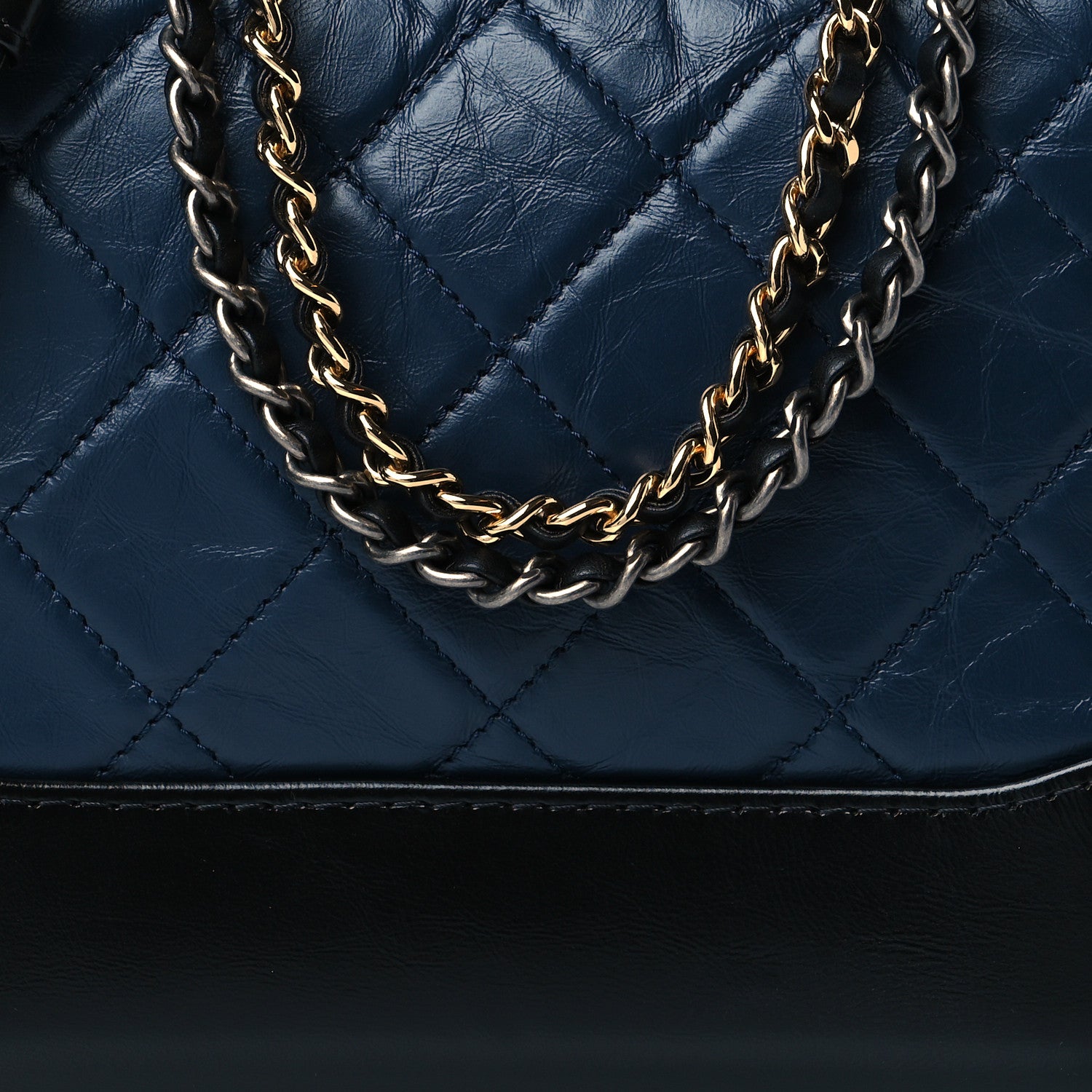 Chanel Aged Calfskin Quilted Small Gabrielle Hobo Navy Black 8 of 11