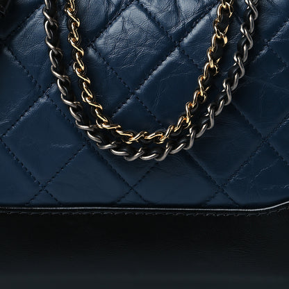 Chanel Aged Calfskin Quilted Small Gabrielle Hobo Navy Black 8 of 11