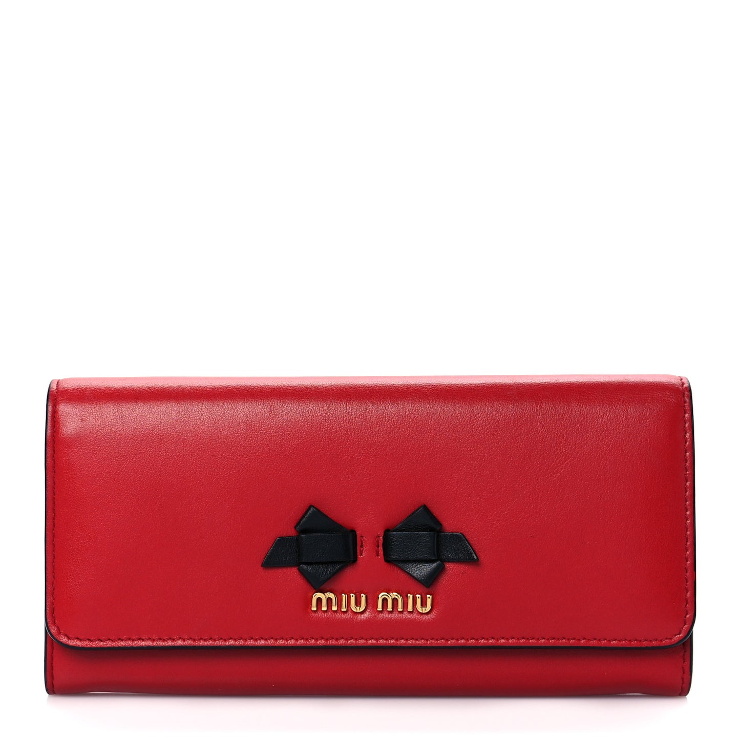 Soft Calfskin Bow Continental Wallet Rosso Black