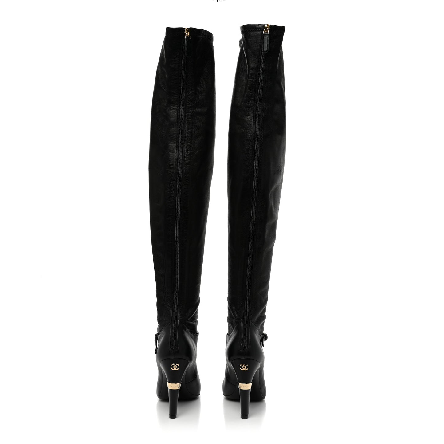 Calfskin Patent Cap Toe Pearl High Boots 38.5 Black