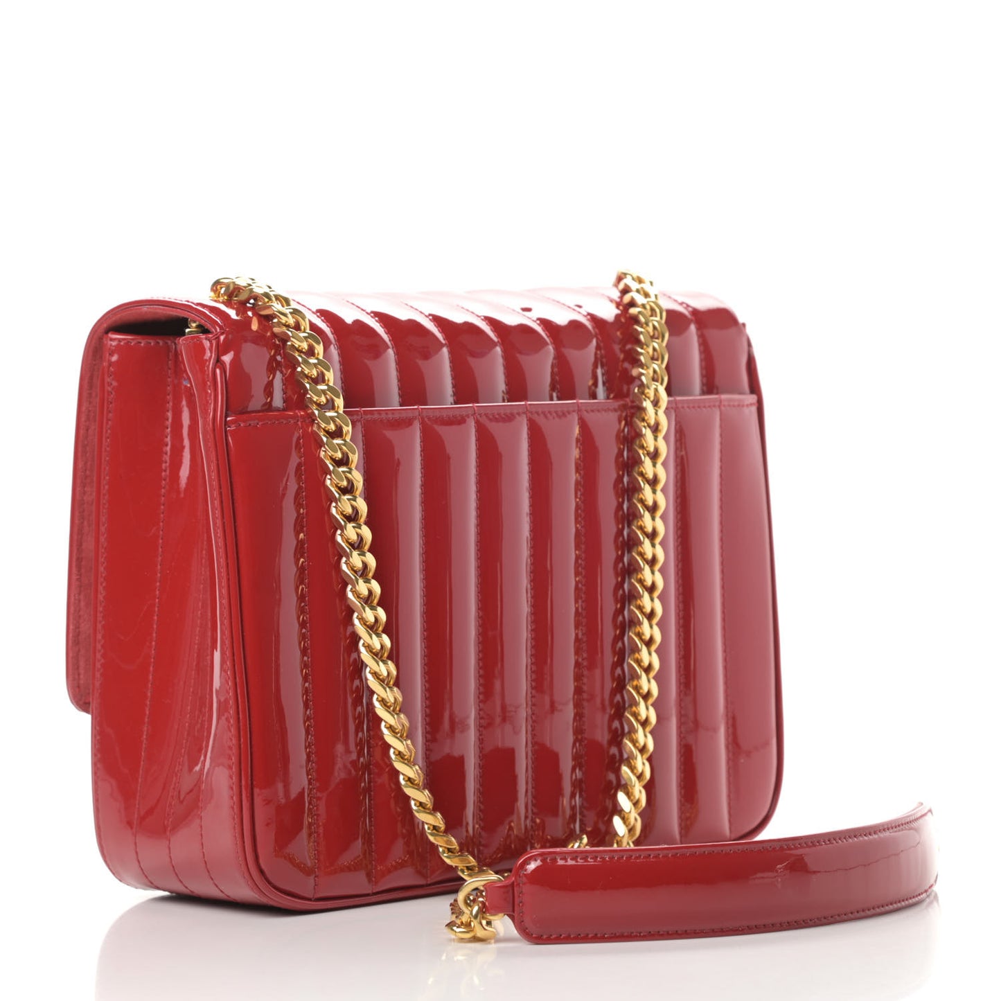 Patent Matelasse Monogram Large Vicky Chain Bag Rouge Eros