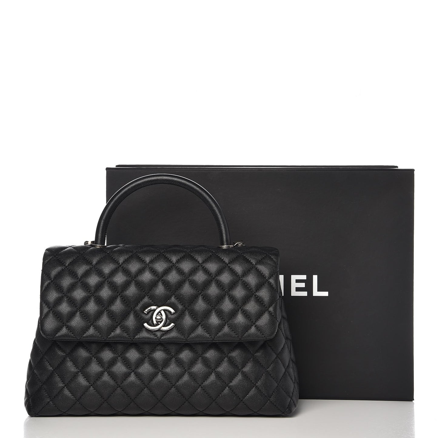 Caviar Quilted Medium Coco Handle Flap Black