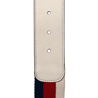 Gucci Nylon Calfskin Sylvie Web Double G 40mm Belt 85 34 Mystic White Hibiscus Red Maritime 4 of 4