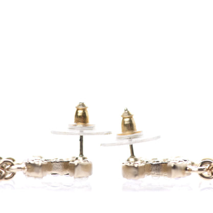 Chanel Pearl Chain CC Drop Earrings Gold Pink 3 of 4
