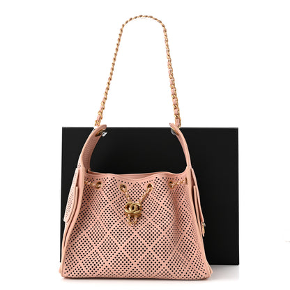 Chanel Perforated Calfskin Small Chanel 25 Handbag Light Pink 11 of 11