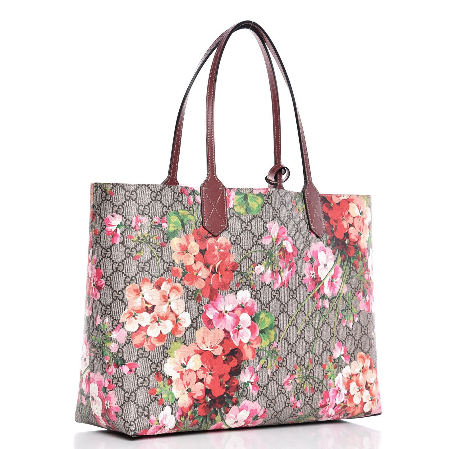 GG Supreme Monogram Blooms Medium Reversible Tote Beige Multicolor Dry Rose