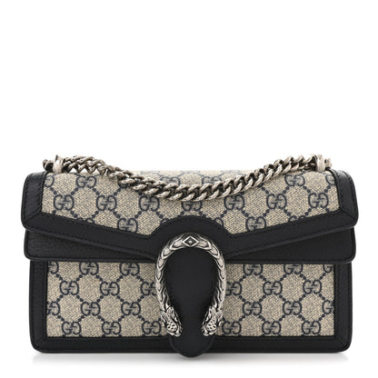 Gucci GG Supreme Monogram Textured Dollar Calfskin Small Rectangular Dionysus Shoulder Bag Beige Blue 1 of 14