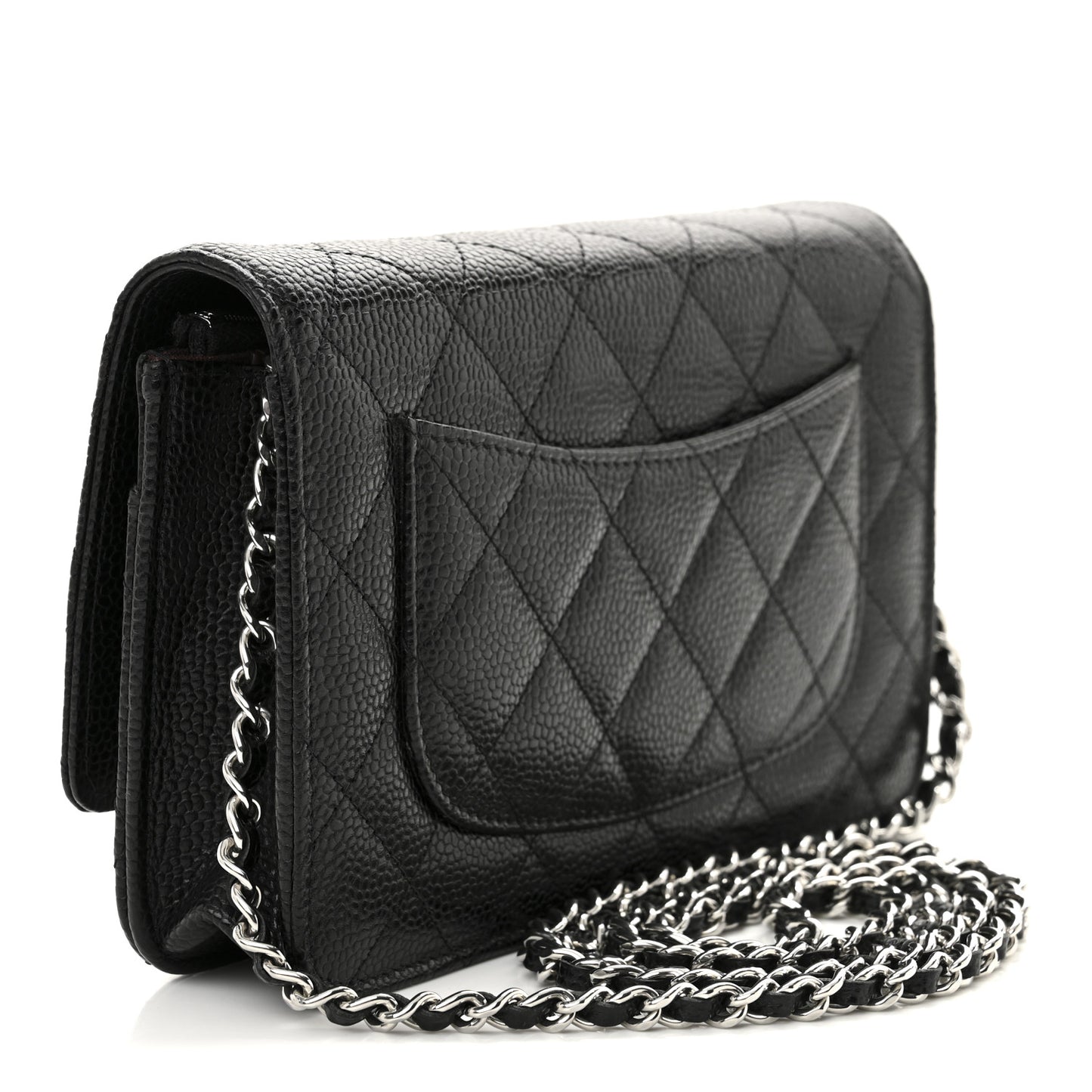Caviar Quilted Wallet on Chain WOC Black