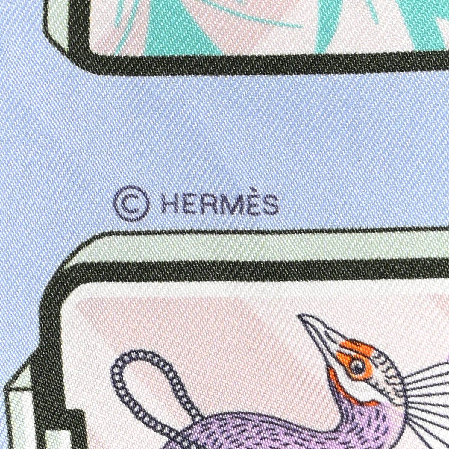 Hermes Silk Story Twilly Blue Pale Rose Vert 3 of 9