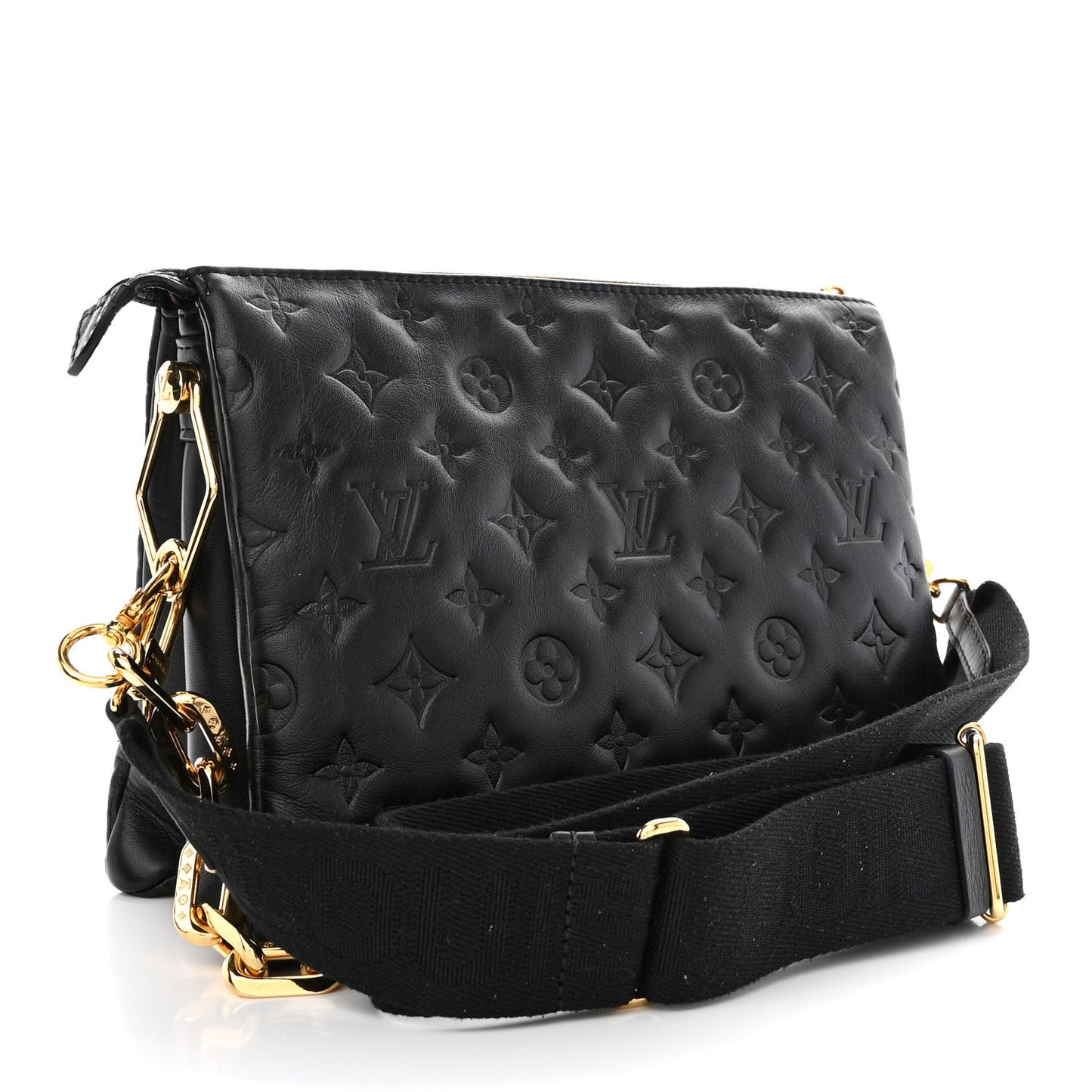Lambskin Embossed Monogram Coussin PM Black