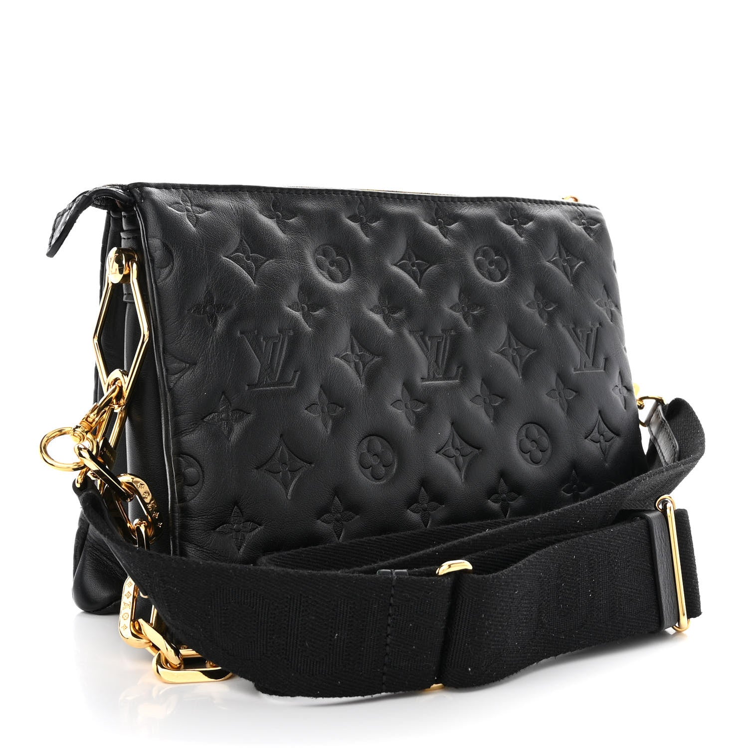 Louis Vuitton Lambskin Embossed Monogram Coussin PM Black 3 of 12