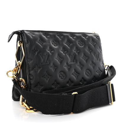 Louis Vuitton Lambskin Embossed Monogram Coussin PM Black 3 of 12