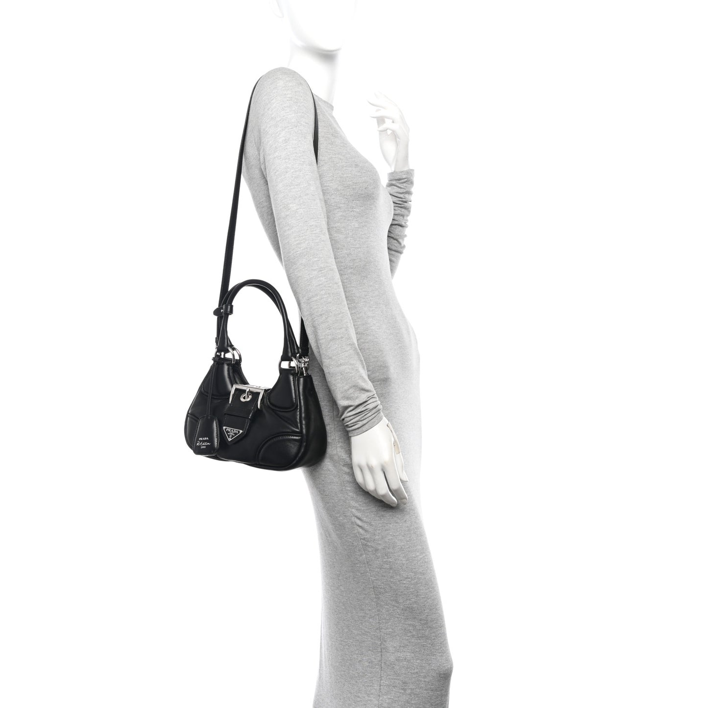 Nappa Soft Padded Re-Edition 2002 Moon Bag Black