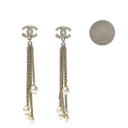 Chanel Pearl CC Chain Drop Earrings Gold 2 of 5