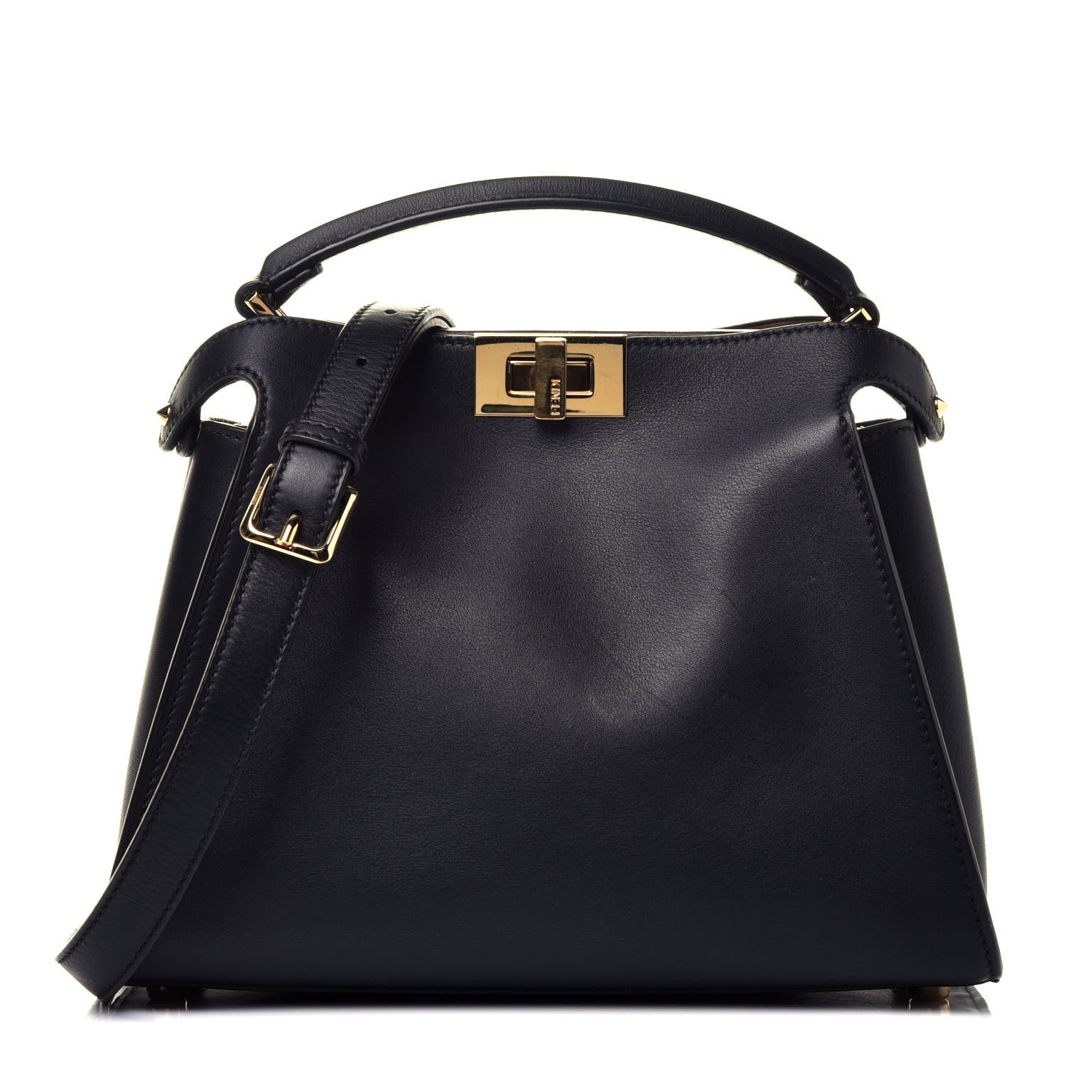 Fendi Vitello Tahiti Burro Medium Peekaboo Iconic Essentially Satchel Black Corda 1 of 11