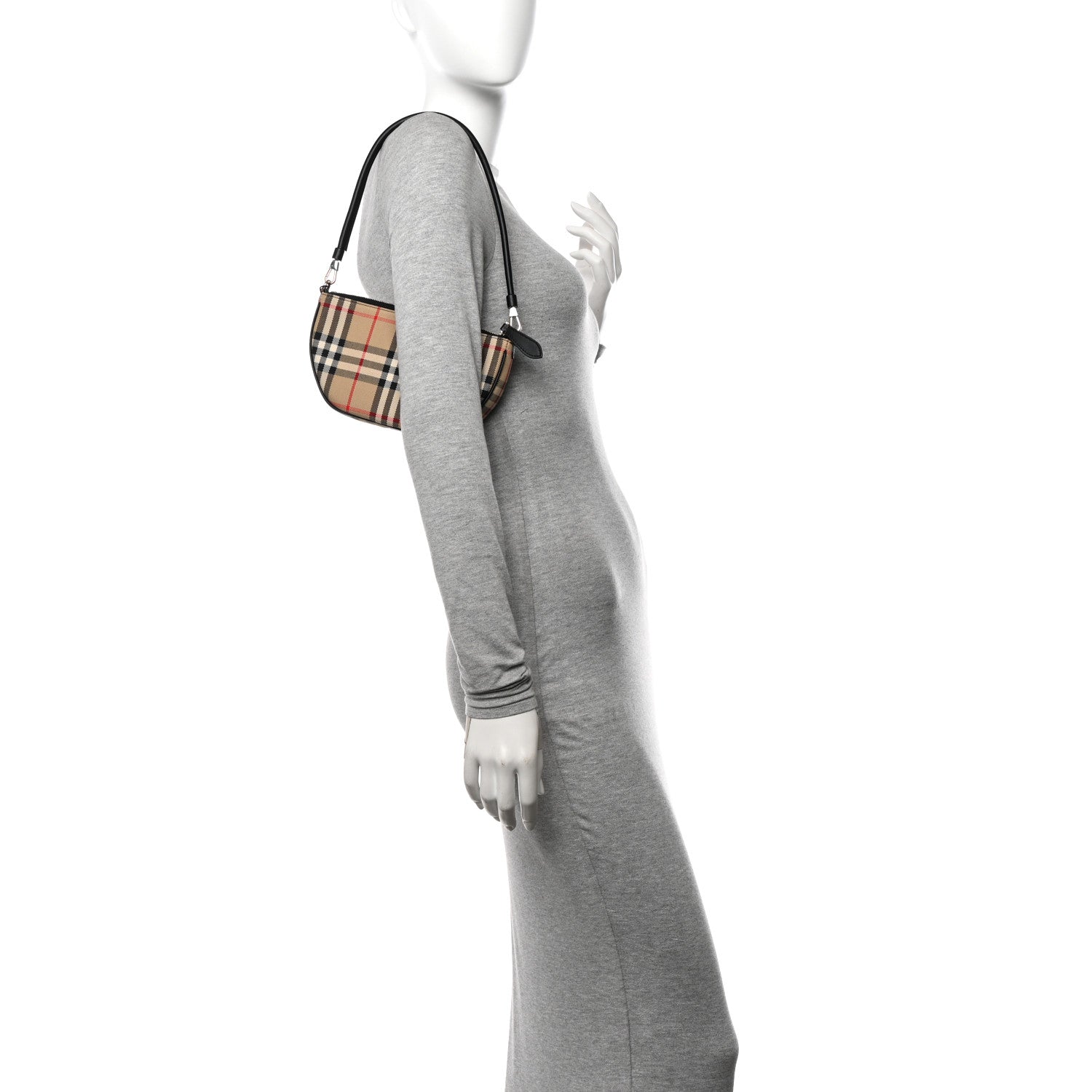 Burberry Vintage Check Calfskin Olympia Slim Pouch Archive Beige
