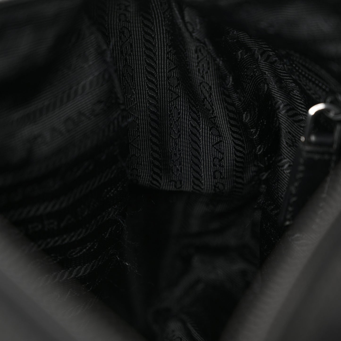 Re-Nylon Vela Saffiano Pocket Double Zip Shoulder Bag Black