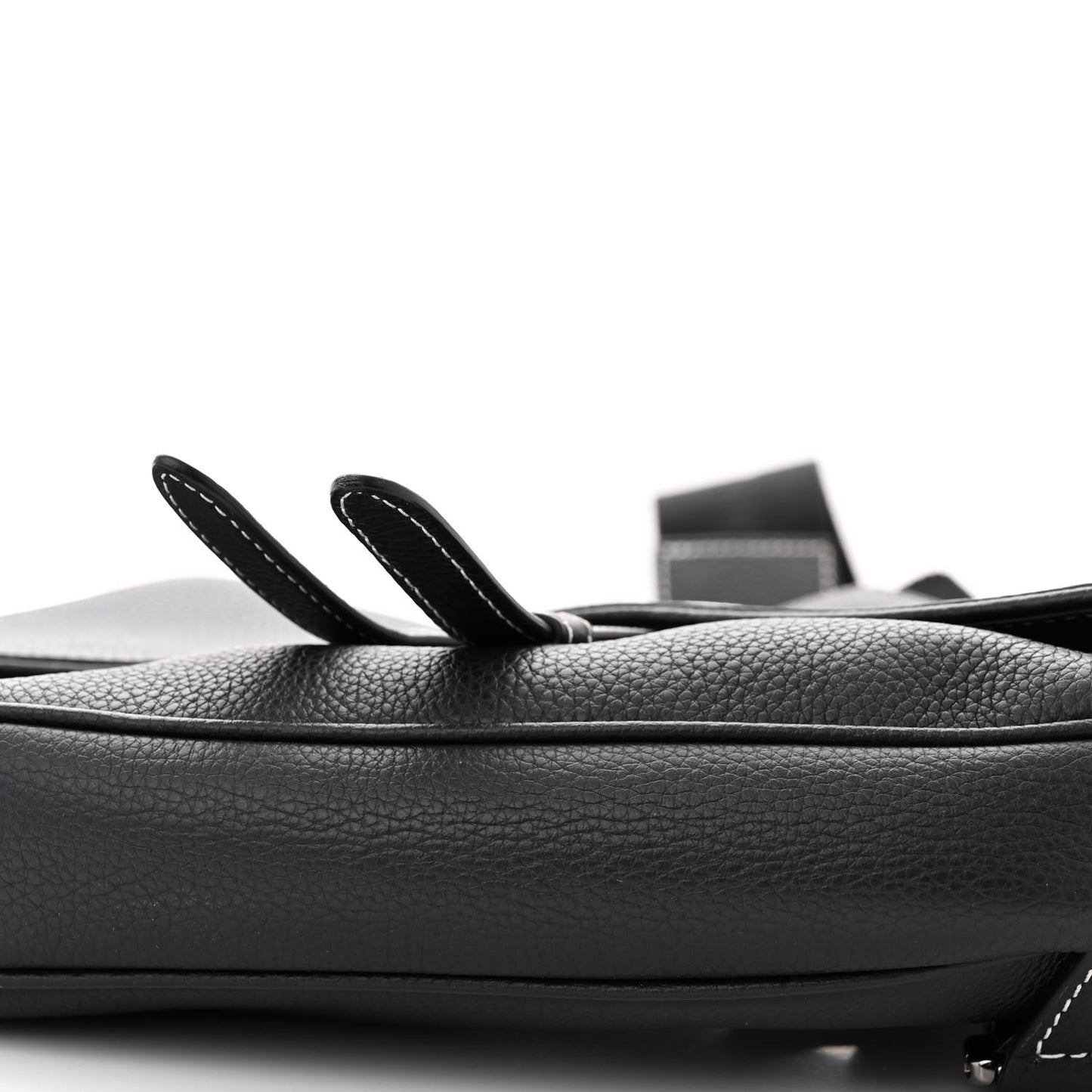 X PETER DOIG Grained Calfskin Saddle Bag Black