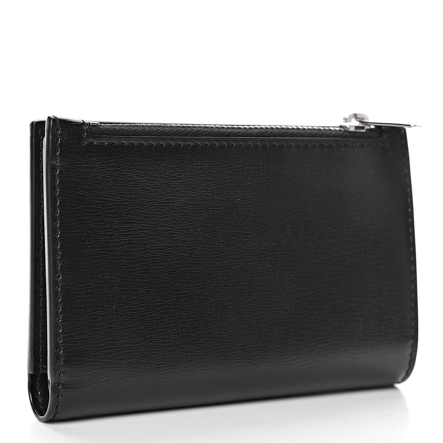 Calfskin Monogram Bi Fold Zipped Wallet Black