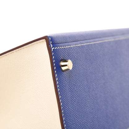 Hermes Epsom Horseshoe Kelly Sellier 28 Bleu Electrique Craie 9 of 35