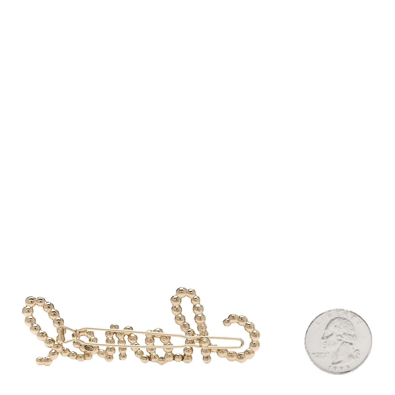 Chanel Metal Glass Swirling Pearls Hair Clip Gold 2 of 4