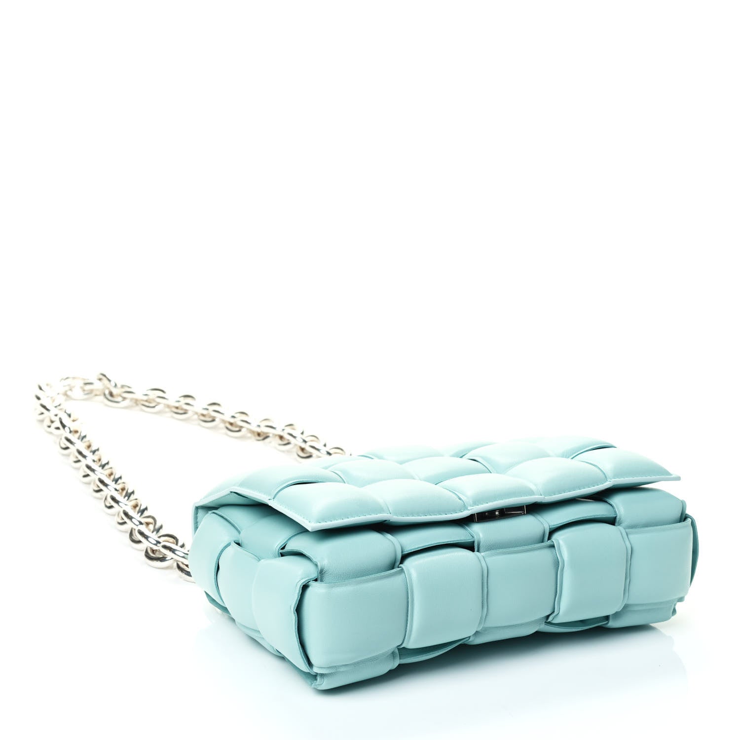 Bottega Veneta Lambskin Maxi Intreccio Padded Chain Cassette Crossbody Bag Spearmint 3 of 4