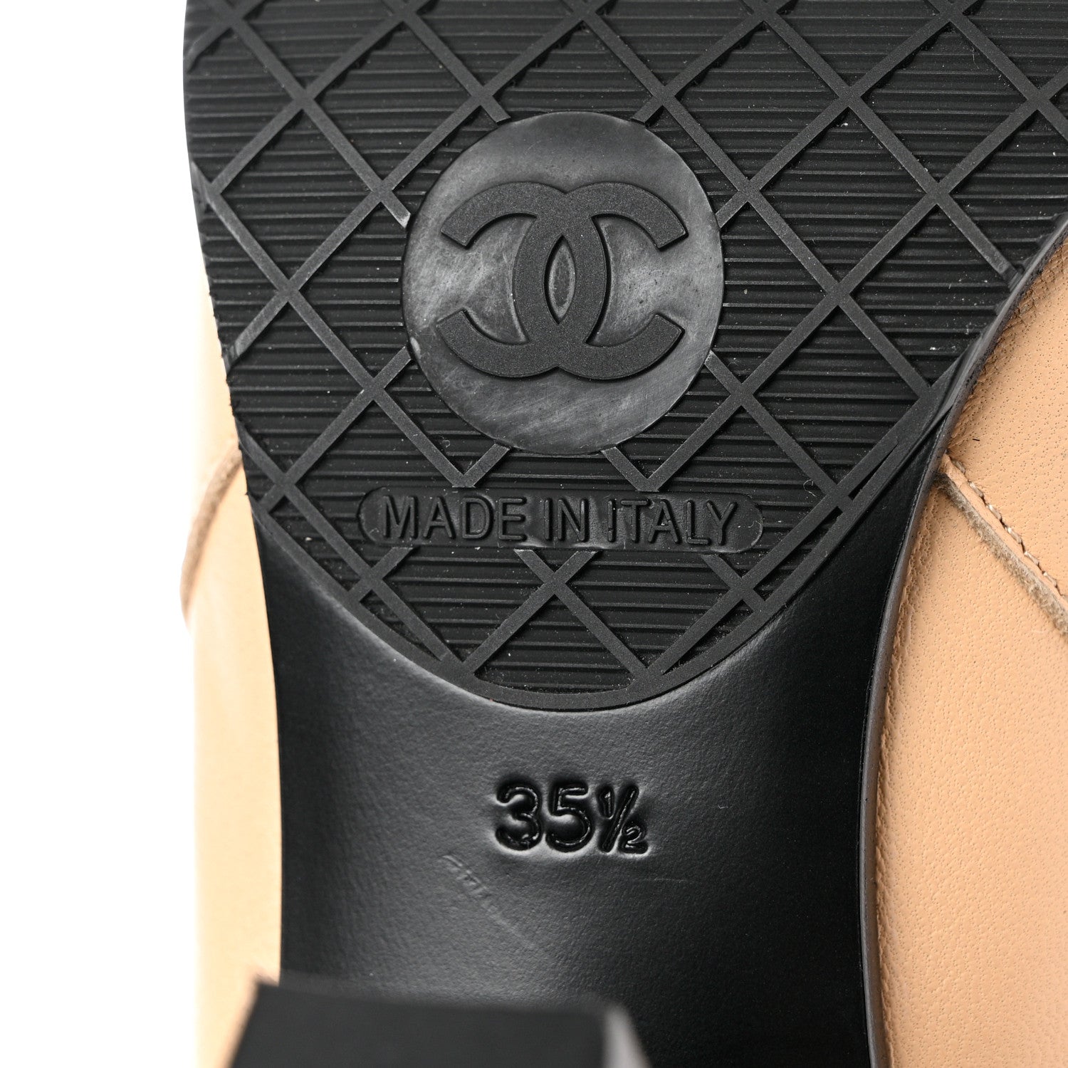 Chanel Lambskin Cap Toe Boots 35.5 Beige Black 8 of 10
