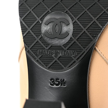 Chanel Lambskin Cap Toe Boots 35.5 Beige Black 8 of 10