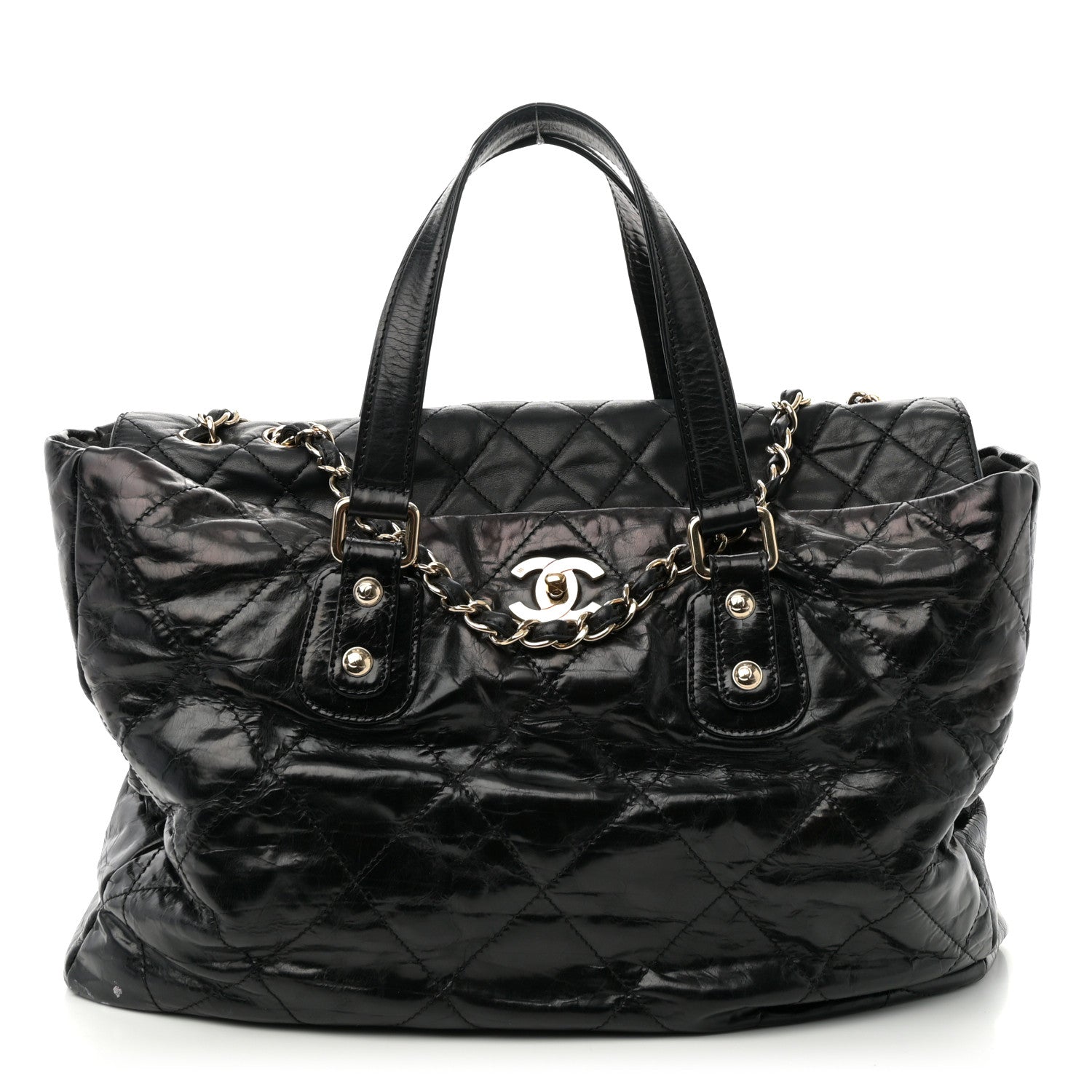 Chanel Glazed Calfskin Large Portobello Tote Black 1 of 11