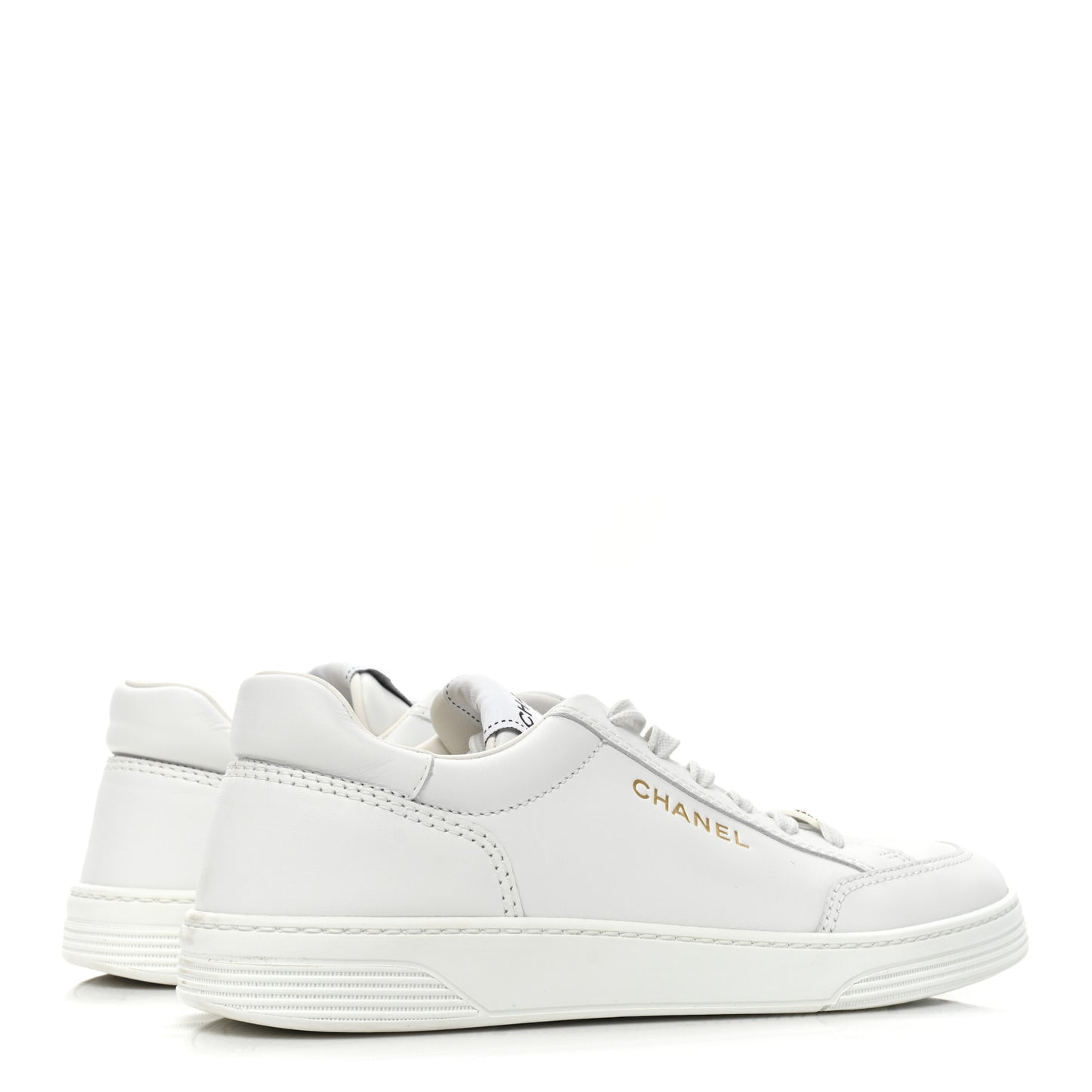Calfskin Womens CC Logo Sneakers 39 White